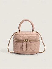 levne Kabelky a tote tašky-Dámské Kabelky do ruky Večerní kabelka Box Bag PU kůže Párty Dovolená Svatebnívečírek Zip Řetízek Lehká váha Multi Carry Pevná barva Kostky Černá Bílá Růžová