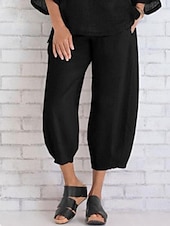 ieftine Pantaloni scurți din bumbac in-Pentru femei Pantaloni scurți din bumbac in pantaloni scurți capri Casul Zilnic Lungime până la glezne Simplu Buzunare laterale Respirabilitate Comfortabil Inelastic Sfârșit de săptămână Negru