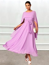 economico Abiti da festa-Per donna Abito maxi Abito a trapezio Elegante Formale Feste Ospite di nozze Vestibilità comoda Girocollo Blu ghiaccio Verde scuro Viola chiaro Estate