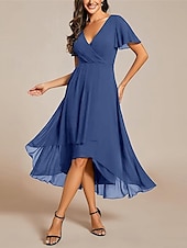 levne Šifónové šaty-Dámské Maxi šaty Koktejlky Šaty pro svatební hosty Šifonové šaty Áčkové šaty Elegantní Formální Práce Koktejlový večírek Běžný Krátký rukáv Do V Černá Bílá Světlá růžová Královská modř Léto