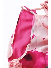 cheap Elegant Floral Dresses-Women&#039;s Maxi Dress Sleeveless Halter Neck Floral Pink White Pleated Belted Lightweight Spring Summer Wedding Party Elegant Flowy Full-Length Clothing Apparel