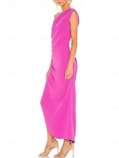 abordables Robes pour invitées de mariage-Robe de mariage pour invité en fourreau élégante robe formelle noire cravate longueur cheville manches courtes décolleté en V en chiffon extensible avec ruché