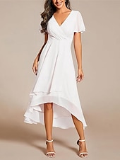 levne Šifónové šaty-Dámské Maxi šaty Koktejlky Šaty pro svatební hosty Šifonové šaty Áčkové šaty Elegantní Formální Práce Koktejlový večírek Běžný Krátký rukáv Do V Černá Bílá Světlá růžová Královská modř Léto