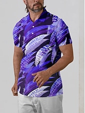 halpa Miesten golfvaatteet-Miesten Poolopaita Purppura Lyhythihainen Topit Golfasut Vaatteet Asut Wear Apparel