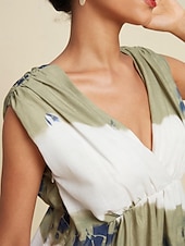 economico Abiti da vacanza-Per donna Abito Elegante Abito Lungo Maxi Abito Verde Senza Maniche Sfumatura Stampa Estate Scollo a V Vacanza Casual Quotidiano S M L