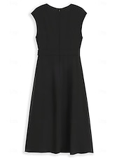 cheap Maxi Black Dress-Women&#039;s Asymmetric Hemline Color Block Dress Sleeveless with Waistband Elegant Party Black White Spring Summer Standard Fit Apparel