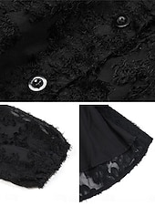 preiswerte Blumenkleider-Damen Spitzenkleid Minikleid Angeschnallt Ausgefallene Ständer Langarm Schwarz Wein Marineblau Farbe