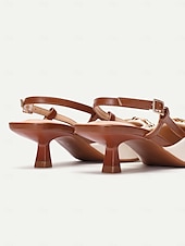 billiga Formell-Dam Klackar Heeled Mules Semester Fest Arbete Blommig Broderad Stilettklack Spetsig tå Elegant bohemliv Mode Denim Imitationsläder Loafers Svart Silver Brun