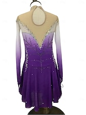 voordelige Schaatsjurken-Kunstschaatsjurk Dames Voor meisjes Schaatsen Jurken Paars Fuchsia Donkerblauw Lapwerk Duimopening Netstof Spandex Rekbaar Opleiding Oefenen Professioneel Kunstschaatskleding Thermisch Warm Klassiek