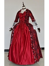Недорогие Платья-Рококо Викторианский стиль Эпоха возрождения В пол Платья Костюм для вечеринки Маскарад Большие размеры Нормальная Буфф / баллон Вспышка рукава Принцесса Кружева Тюль Винтаж С пышной юбкой