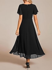 levne Šifónové šaty-Dámské Maxi šaty Koktejlky Šaty pro svatební hosty Šifonové šaty Áčkové šaty Elegantní Formální Práce Koktejlový večírek Běžný Krátký rukáv Do V Černá Bílá Světlá růžová Královská modř Léto