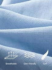 economico Vacanza-Per uomo Camicia camicia di lino Camicia estiva Abbigliamento mare Camicia con bottoni Liscio Da mare Curise Bianco Rosa Azzurro Manica corta Colletto Estate Primavera Abbigliamento