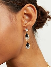 voordelige Dames ketting-elegante sieradenset met zwarte edelstenen en kristallen - goudkleurige ketting en oorbellen voor avondkleding en speciale gelegenheden