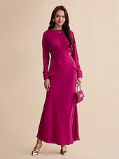 billige dameskjørt-sateng bryllup gjest mid midje elegant party maxi skjørt