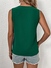 preiswerte Spitzenoberteile-Damen Weiße Elegante Spitzen Tops Loch Bluse Spitzen Top Arbeit Ausgehen Vintage Stylisch Ärmellos Romantische Petite Tops Sommer Urlaub Trag Schwarz Sommer Frühling
