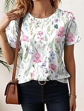 Dames T-shirt Bloemig Kleurenblok Stijlvol Casual Korte mouw Strakke ronde hals Normale tops Dagelijks Afdrukken Wit Blozend Roze blauw Groen Regenboog Zomer voordelige Bloementhee-Dames T-shirt Bloemig Kleurenblok Stijlvol Casual Korte mouw Strakke ronde hals Normale tops Dagelijks Afdrukken Wit Blozend Roze blauw Groen Regenboog Zomer
