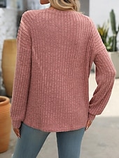 billiga Kvinnors Arbetslinnen-Dam Blus Ensfärgat Slät Stylish Modern Långärmad Rund hals Arbete Knappar Rodnande Rosa Blå Grön Kaki Vår Höst Vinter