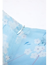 abordables Robes décontractées-Femmes Robe maxi Robe trapèze Élégant Quotidien Date Coupe régulière Fleuri Col en V Bleu Été