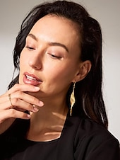 preiswerte Damen Ohrringe-Lange goldene Ohrhänger für Damen – leichte und elegante Tropfenohrringe aus Kupfer für Partys und besondere Anlässe