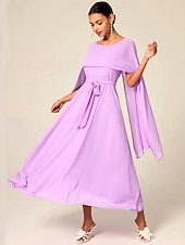 economico Abiti da festa-Per donna Abito maxi Abito a trapezio Elegante Formale Feste Ospite di nozze Vestibilità comoda Girocollo Blu ghiaccio Verde scuro Viola chiaro Estate