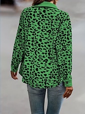 billiga Skjorta jackor-Dam Kappa Utomhus Gata Dagligen Vår Höst Normal Täcka Normal Vindtät Andningsfunktion Stylish Ledigt Gatustil Jacka Långärmad Leopard Mönster Armégrön Grön Aprikos