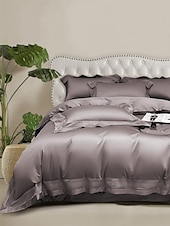 economico Collezione d&#039;elite-copripiumino in puro cotone pima al 100% 4 pezzi set supima 140-tc set di biancheria da letto in raso di seta morbido di lusso 1 copripiumino 1 lenzuolo piatto 2 federe