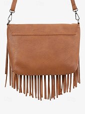 levne Tašky přes rameno-dámská hnědá třásňová crossbody kabelka s nastavitelným popruhem pro boho chic styl