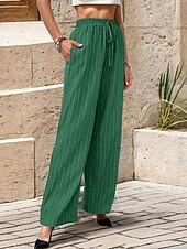 cheap Straight-Leg Pants-Women&#039;s Pants Trousers Fashion Long Plain Side Pockets Elastic Drawstring Design Breathability Comfortable Micro-elastic Casual Daily Black Blue Brown Green Spring &amp; Summer Regular Fit