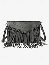 levne Tašky přes rameno-dámská hnědá třásňová crossbody kabelka s nastavitelným popruhem pro boho chic styl