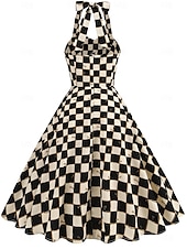olcso Ruhák-Retró 1950-es Rockabilly Térdig érő Swing ruha Flare ruha Pánt Virágos Kockás A-vonalú Női Farsang Vakáció Alkalmi / Napi Retro témájú buli Felnőttek Ruha Tavaszi nyár