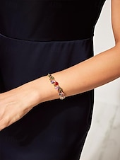 abordables Bracelet pour femme-bracelet femme en cuivre plaqué or avec zircons cubiques multicolores - bijoux élégants pour les grandes occasions