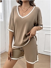 Women's T shirt Tee Striped Print Daily Casual Half Sleeve V Neck Sky Blue Summer Home Outfits 8