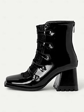 preiswerte 1930er Jahre-Burgunderfarbene Riemchenstiefel im Vintage-Stil mit dickem Absatz und Spitzendetail für Damen, ideal für Abendveranstaltungen und stilvolle Ausflüge