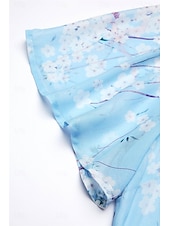 abordables Robes décontractées-Femmes Robe maxi Robe trapèze Élégant Quotidien Date Coupe régulière Fleuri Col en V Bleu Été