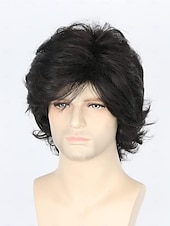 Χαμηλού Κόστους Ιστορικές περούκες-70s Ανδρική Μάσκα Μαύρη Μικρή Κυματιστή Πλούσια Μάσκα Κοσπλέι Καρναβάλι Κοστούμι Χαρακτήρα Μάσκες Χαλοουίν