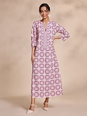 abordables robe décontractée imprimée-robe longue ethnique à col cranté et fleurs