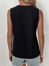 preiswerte Spitzenoberteile-Damen Weiße Elegante Spitzen Tops Loch Bluse Spitzen Top Arbeit Ausgehen Vintage Stylisch Ärmellos Romantische Petite Tops Sommer Urlaub Trag Schwarz Sommer Frühling