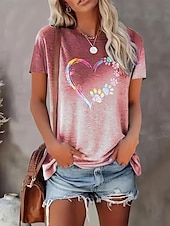 abordables T-shirt Art &amp; Design-t-shirt femme décontracté imprimé manches courtes hauts réguliers col rond quotidien rouge bleu vert gris été
