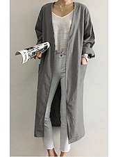 preiswerte Trenchcoats-Damen Trenchcoat B¨¹ro Tasche Feste Farbe Moderner Stil Lockere Passform Oberbekleidung Langarm Frühling Hellblau S