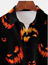 economico Magliette di Halloween-Halloween Floreale Informale Per uomo Camicie stampate Maniche corte Per uscire Fine settimana Primavera estate Colletto Stampe Sottile Nero Poliestere