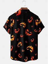 economico Magliette di Halloween-Halloween Floreale Informale Per uomo Camicie stampate Maniche corte Per uscire Fine settimana Primavera estate Colletto Stampe Sottile Nero Poliestere