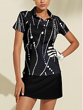  نسائي قميص بولو أزرق كم قصير حماية الشمس قمم ملابس الجولف للسيدات، ملابس ملابس