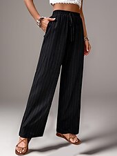 cheap Straight-Leg Pants-Women&#039;s Pants Trousers Fashion Long Plain Side Pockets Elastic Drawstring Design Breathability Comfortable Micro-elastic Casual Daily Black Blue Brown Green Spring &amp; Summer Regular Fit