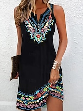 levne Boho šaty-Dámské mini šaty Petite šaty T-shirt šaty Tee šaty Sluneční šaty Letní šaty Módní Moderní Zralý Venku Dovolená Příležitostné Standardní střih Květinové Bez rukávů Rozdělený výstřih Žluté Fialové Letní
