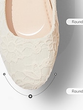 billige Mor til bruden/groom-Dame bryllup sko Valentines gaver Fest Blomstret Broderi Bryllupsleiligheter Brudesko Brudepike sko Flat hæl Rund Tå Elegant Søt Blonder Tøfler Svart Hvit Krystall