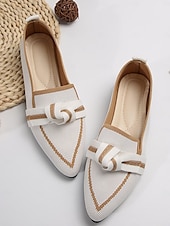 billige Flate sko til kvinner-kvinners blå strikkede, spisse tåflater med sløyfe – komfortable slip-on loafers for fritidsbruk og hverdagsbruk