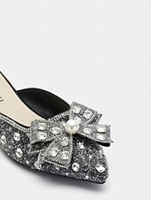 preiswerte Clogs &amp; Pantoletten für Damen-Damen Mules Bling-Bling-Schuhe Glitzer Kristall Pailletten Juwelen Party Kristall Flacher Absatz Spitze Zehe Elegant Modisch Mikrobielles Leder Halbschuhe Mandelfarben Schwarz