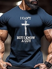 cheap Sports Gym T shirts-Men&#039;s Cross T Shirt Short Sleeve T shirt 3D Print Crew Neck Shirt Vintage Cool Party Holiday Oktoberfest Black Red Blue Summer Spring Clothing Apparel S M L XL XXL XXXL