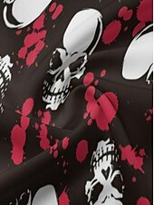 economico Magliette di Halloween-Per maschio Stampe Grafiche Costumi Halloween Maniche Corte Casual Uscire Weekend Primavera &amp; Estate Colletto a Camicia Stampa Nero