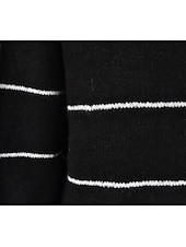 abordables Motifs graphiques et détails-Femme Pull Chandail mode basique Rayé A côtes Col Ras du Cou Bandes manche longue Hauts longs Tricoter Travail Noir Blanche Printemps Automne
